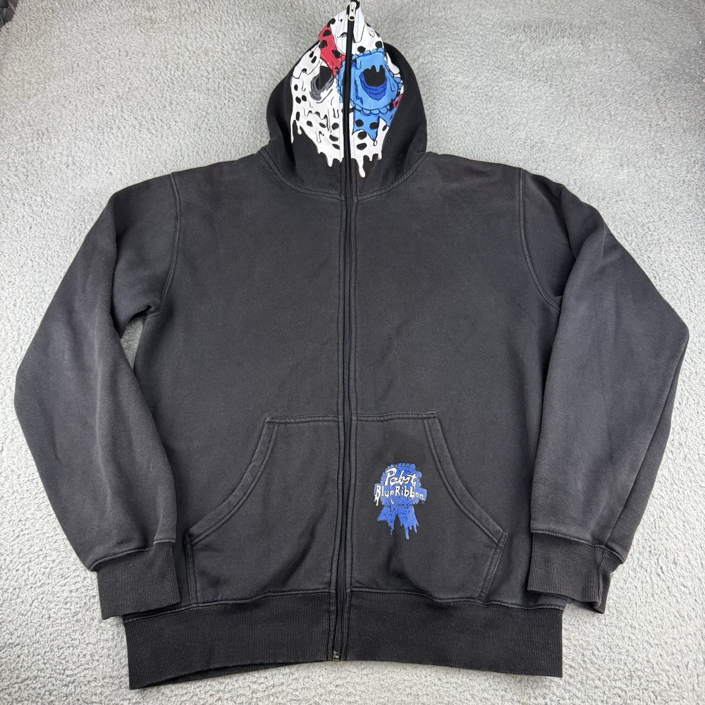 pabst blue ribbon dela deso full‎ hooded sweater rare mens size Xl  Pbr Art Beer